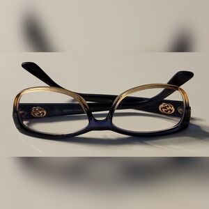 Gucci Women's Blue and Gold Frame Glasses 52-15-140